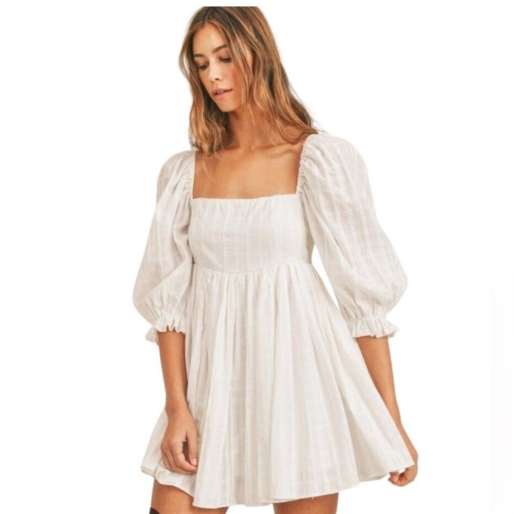 MARBLE Cream Puff Sleeve Mini Dress